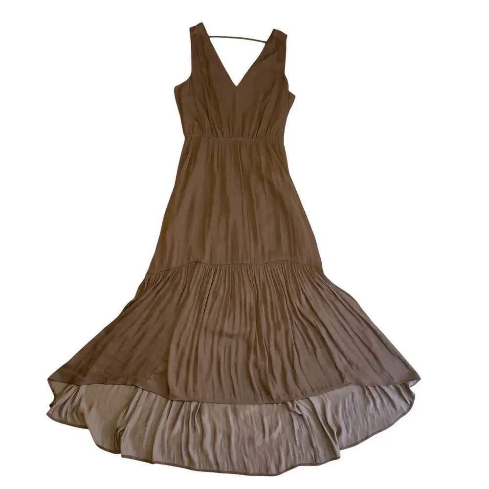Banana Republic Satin Ruched Maxi Dress Brown Size Small